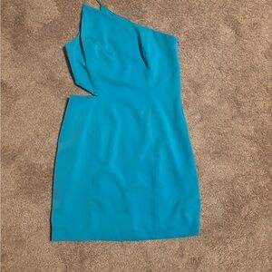 JAYGODFREY Teal One-Shoulder Dress